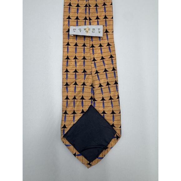 Vintage Robert Stock Men's 100 Percent Silk Tie Geometric Design 58” Long - Picture 5 of 6